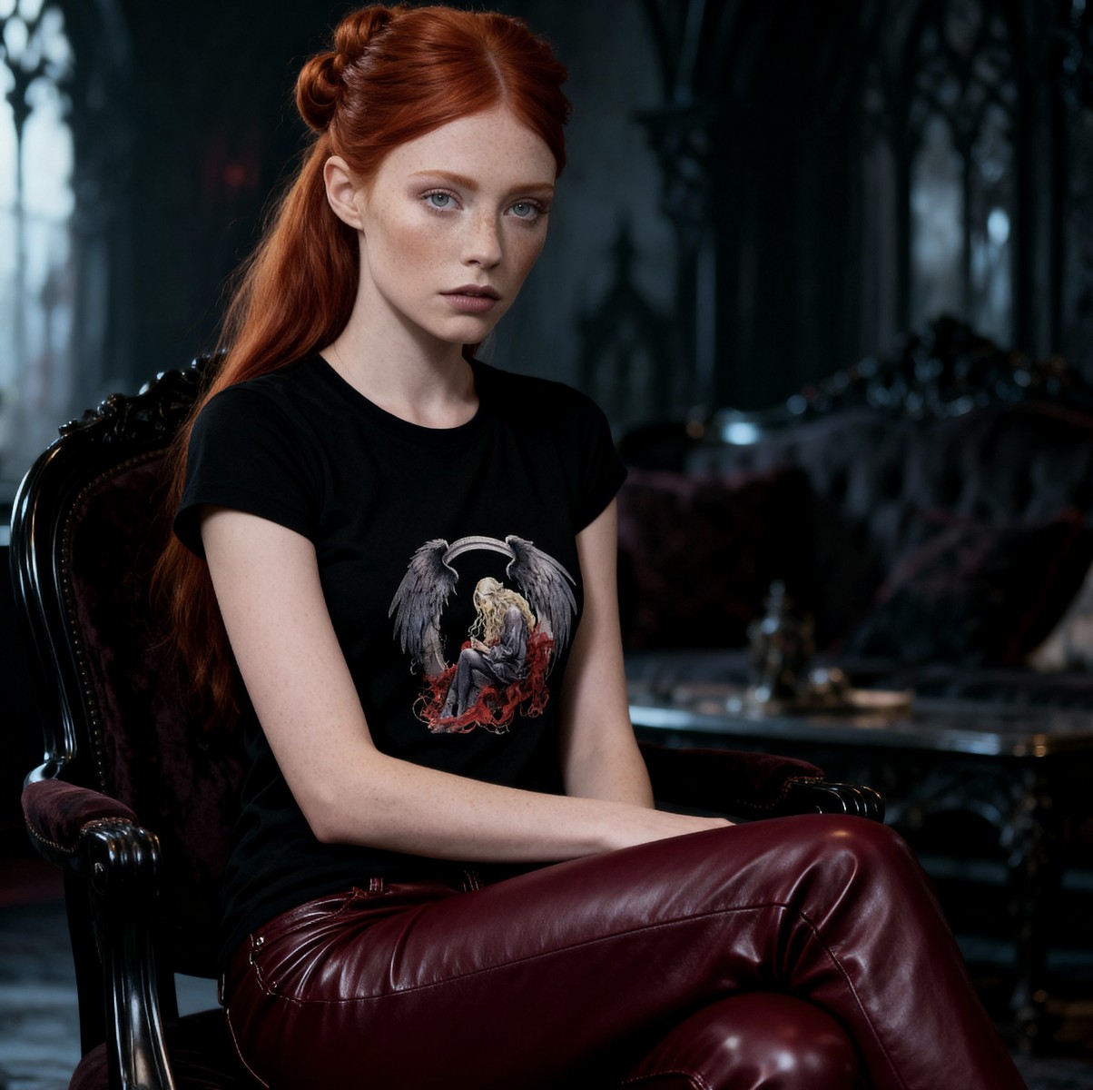 Tričko s potiskem Andělská křídla gotik