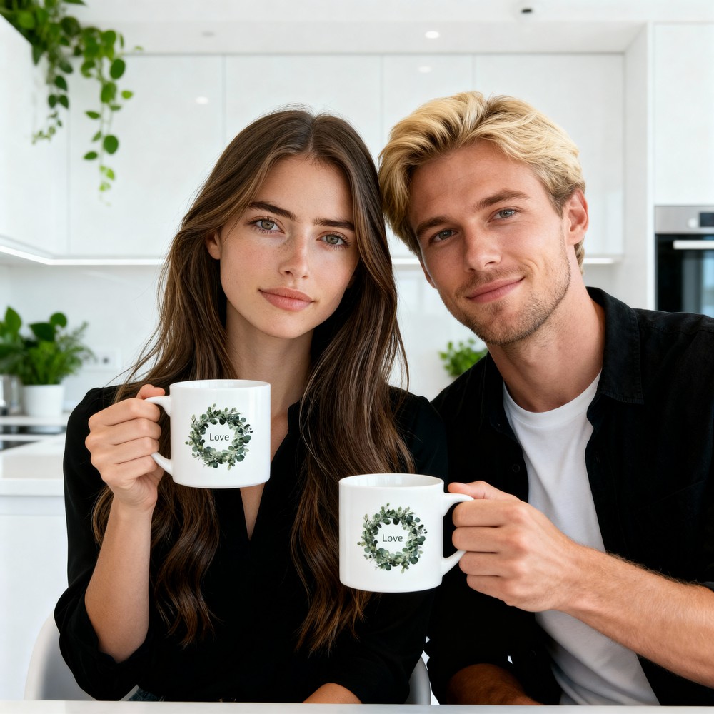Hrnek espresso (Lungo) s potiskem Eukalyptus věneček láska