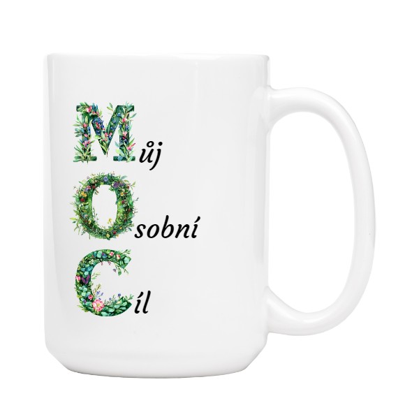 Hrnek velký bílý s potiskem Moc