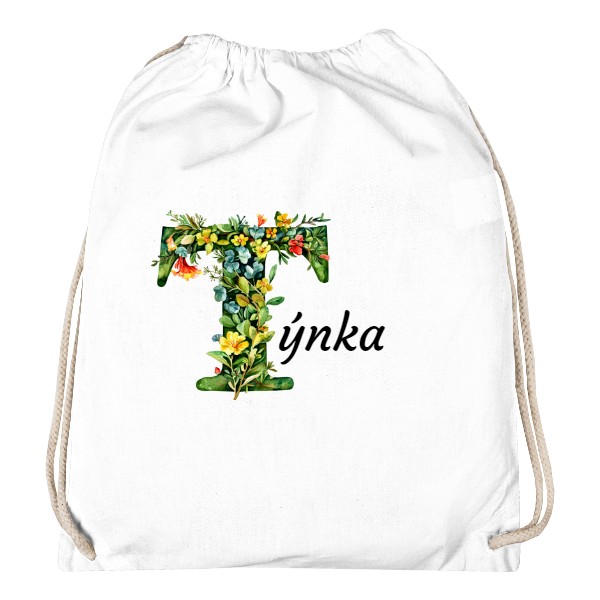 Vak na záda s potiskem Písmeno T květiny
